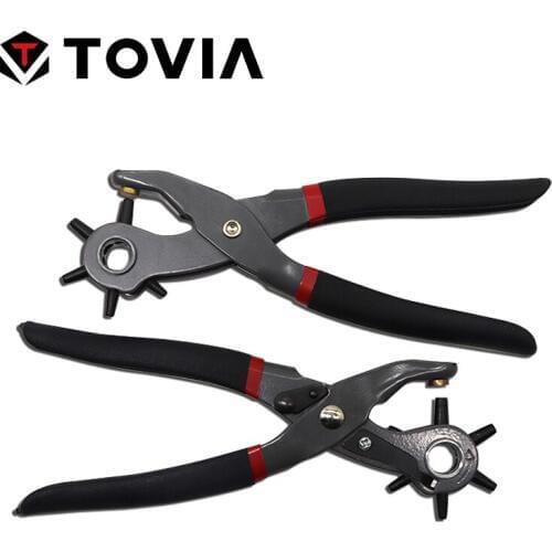 TOVIA 6 Hole Leathercraft Punch Plier For Leather Hole Punch Perforator Belt Puncher Tool