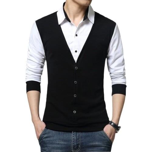 Brand Autumn Mens T Shirts Fashion 2021 Fake Two Designer Clothing Cool T-shirt Men Long Sleeve T Shirt Casual Male M-5XL