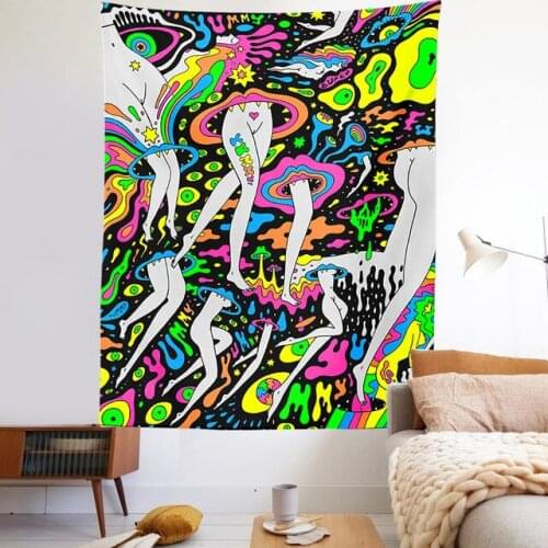 Decor Living Room Bedroom Psychedelic Colorful Tapestry Wall Hanging Rainbow Hippie Home Wall Decor Psychedelic Tapestry