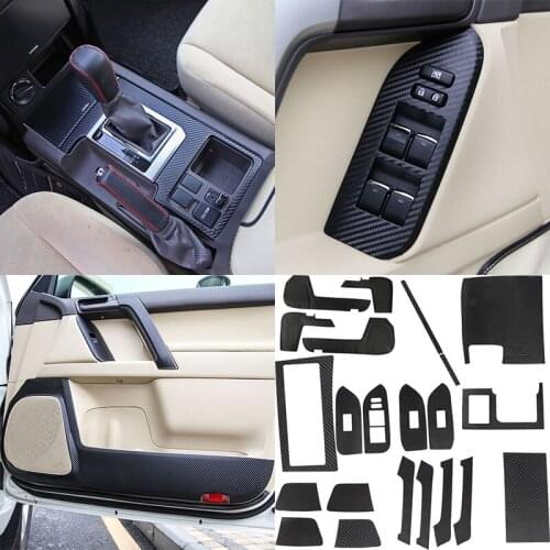 For Toyota Land Cruiser Prado Fj150 2010-2017 Carbon fiber interior trim sticker kit Car Styling Accessories 22pcs