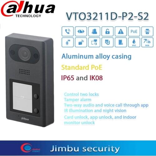 Dahua VTO3211D-P2-S1 IP 2-button Villa Outdoor Station 2MP HD CMOS camera IK08 IP65 Replace VTO3211D-P2