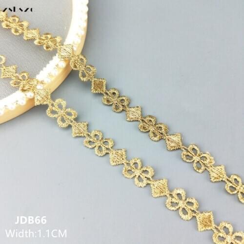 Zsbszc elegant 2 yards Width 1.1CM sewn gold lace trim DIY Christmas garment accessories macrame embroidery lace free ship JDB66