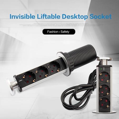 Electrical Tensile Power Outlet Plug Worktop Desk Home Pull USB Pop Up Socket With LED Indicator