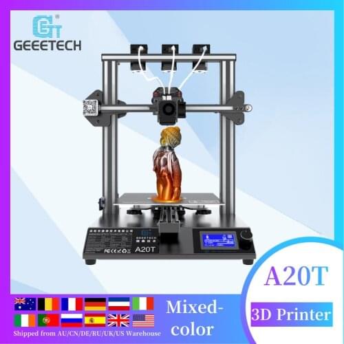 Geeetech 3D Printer A20T 3 in 1 out Mix-color 3D Printe Upgrade GT2560 V4.0 Motherboard Power Failure Printing LCD2004 FDM CE