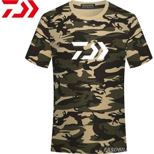 Daiwa Fishing T-shirt Short Sleeve Camouflage Fishing T-shirt Man Outdoor Sport T-shirt Breathable Quick Dry Fishing Clothes