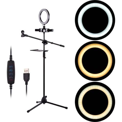 20cm/8inch LED Ring Light Kit with Tripod Stand for Live Video Smartphone Live Streaming Online Singing Photography Lighting