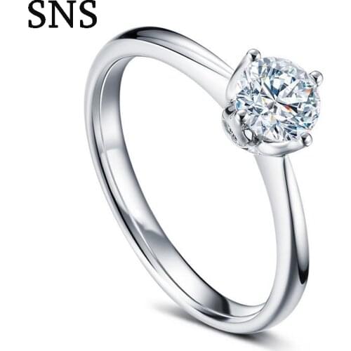 Luxury Natural Diamond 14K 585 White Gold Wedding Ring For Women Real Diamond Rings Jewelry Elegant Gift Halo Style