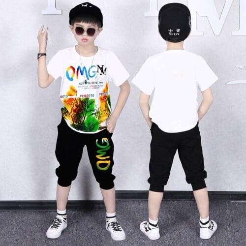 Boys Summer Clothing Set Kids Letter T Shirt + Pants Casual Sports Suits Teenage Clothes 4 5 6 8 9 12 14 Years Child Boy Outfits