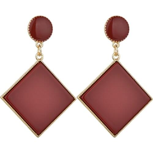 MESTILO Korean Trendy Lovely Long Red Geometric Square Shape Big Acrylic Drop Earrings For Women Classic Fashion Jewelry Gifts