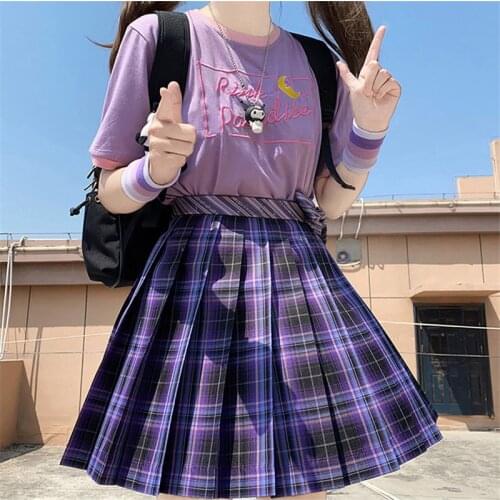 Pretty Harajuku School Skirt Women COS Uniform Skirt Plaid Skirts Mini Cute Japanese School Uniforms Ladies Pleated Skirt