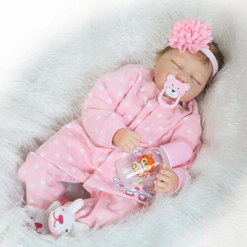 55cm Baby Sleeping Dolls Silicone Reborn Doll Baby Girl Boy Shower Dolls Early Education Dolls Princess Birthday Gift Kids Toys