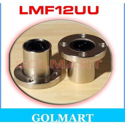 2pcs LMF12UU 12x21x30mm Linear Bush Bushing round flange linear bearings for 12mm hardened round shaf rod rail