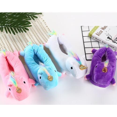 Cartoon animal Slippers Kid Shoes Kigurumis Cute Unicorn Household Cotton Shoes Cosplay Winter Warm Indoor Home Shoes Children