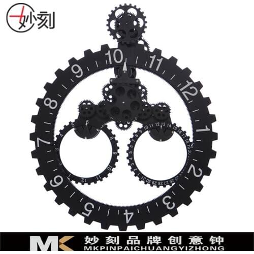 Vintage Industrial Wall Clock Simple Metal Silent Mechanical Gear Novelty Wall Clock Unique Zegar Na Sciane Living Room DE50WC