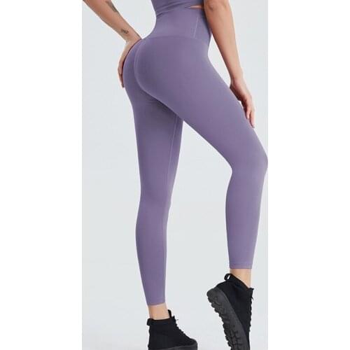 2021 New Yoga Pants Womens High Waist Buttocks Fitness Pants Quick-drying Nude Sports Tight Yoga Pants