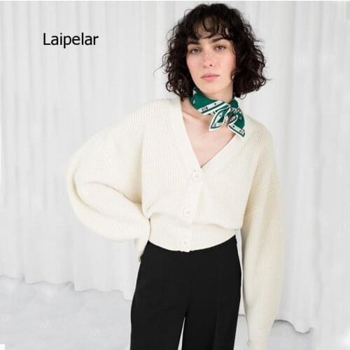2021 New Spring Clothes Nordic Minority Retro Lantern Sleeve Big Button Knitted Cardigan Sweater Womens Jacket