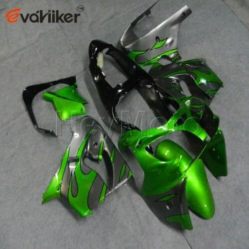 ABS Plastic fairing for ZX9R 2000 2001 green ZX 9R 00 01 flames Motorcycle cowl H3