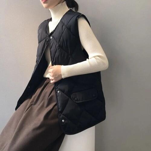Autumn Winter Cotton Women Vest Jacket Fashion Casual Korean Minimalist Warm Waistcoat All-Match Thicken Sleeveless Outerwear