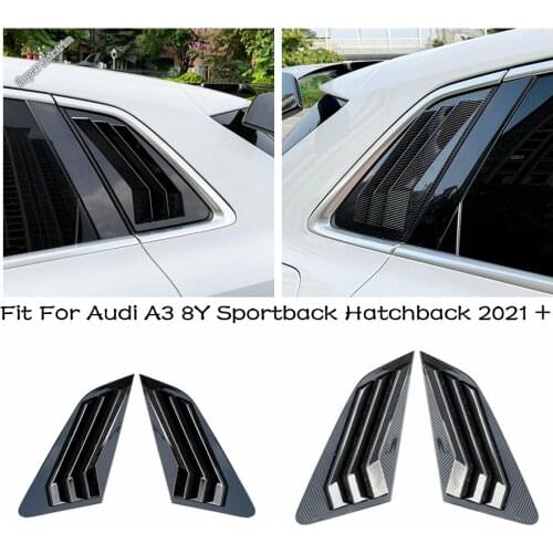 Lapetus Plastic Exterior Parts For Audi A3 8Y Sportback Hatchback 2021 Rear Quarter Window Louver Shutter Blinds Cover Trim 2PCS