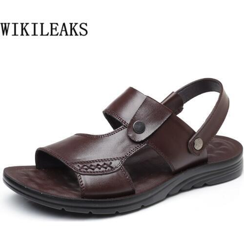Beach Sandals Open Shoes Mens Sandals Genuine Leather Fashion Designer Shoes Mens Sandals Casual Zapatos De Hombre Buty Meskie