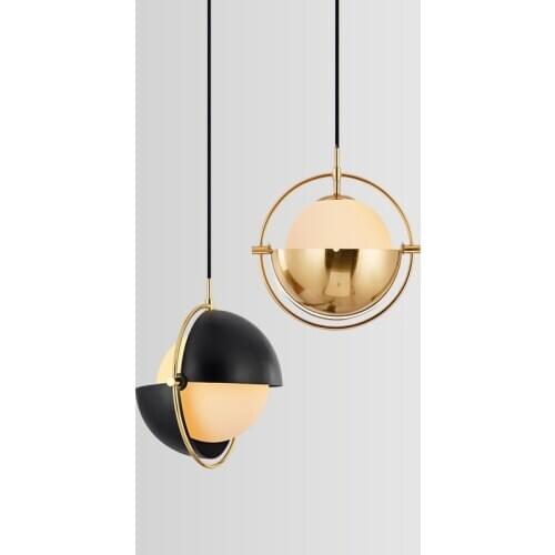 Nordic Postmodern Pendant Lights Rotatable Iron Glass Ball Hanglamp For Bedroom Dining Room Loft Decor E27 Luminaire Suspension