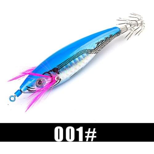 Fishing Lure 7cm/11.5g Squid Hook With Crane Swivel Wobblers Jigs Octopus Cuttlefish Wood Shrimp Hard Baits 3D Eyes