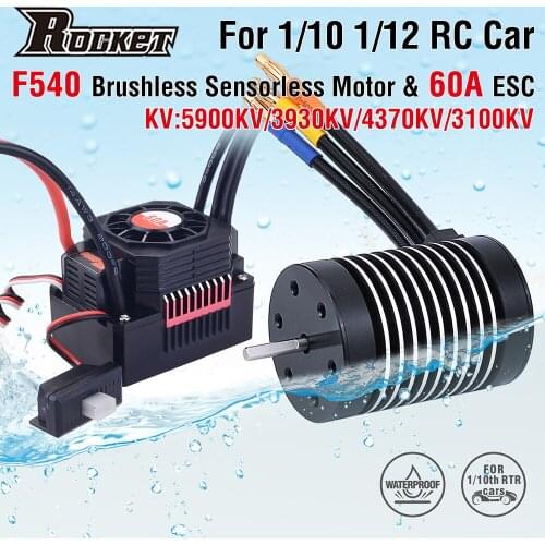 Rocket F540 Waterproof Brushless Sensorless Motor 5900KV 3930KV 4370KV 3100KV w/60A ESC for 1/10 Tamiya Axial 1/12 12428 RC Car