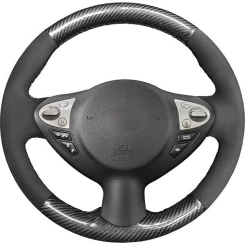 Hand Sew Black Suede PU Carbon Fiber Car Steering Wheel Cover for Infiniti FX FX35 FX37 FX50 2009-2013 QX70 Nissan Juke 370Z