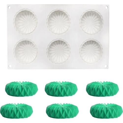Silicone Mould for Cake Jelly Pudding Candy Chocolate, 6 Holes Round Origami