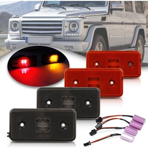 LED Side Marker Light For Mercedes Benz G-Class G500 G550 G55 G63 2002-2014 Turn Signal Lamp 2pc Red +2pc Amber