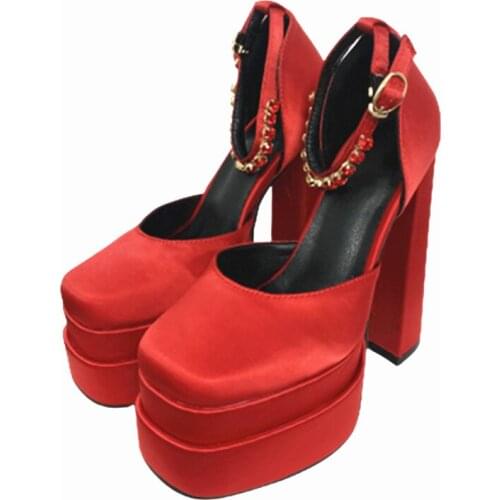 Designer Heels Sandales Femmes Sexy Thick High Heels Platform Women Sandals Dress Party Wedding Shoes Woman Pumps Gothic Shoes