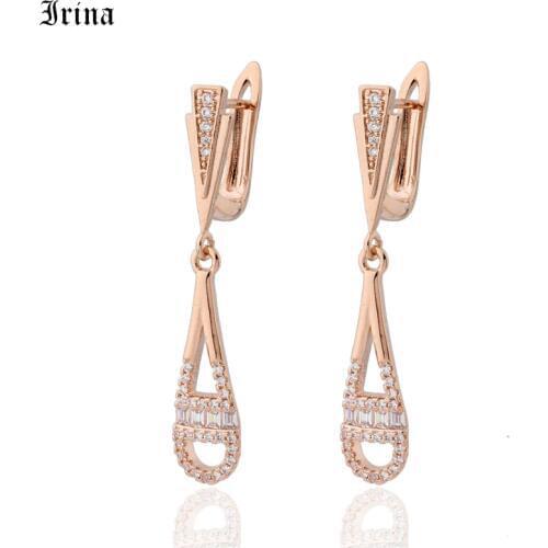Irina Long Earring 585 Gold Color Earring Office Style Fashion Jewelry Earring Women Drop Earring