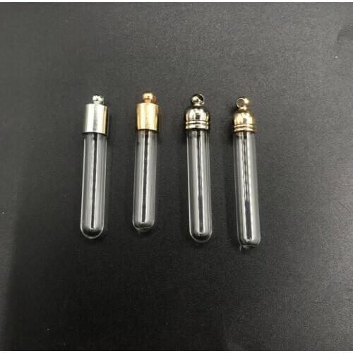1/3/5/8/10pcs Tube glass Vial Pendant With 4 Style Cap locket wishing glass bottles jars name on rice art bottle jewelry gifts