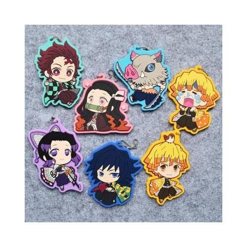 1pc Demon Slayer: Kimetsu no Yaiba Resin Rubeer Keychain Keyrimgs Bag Pendants