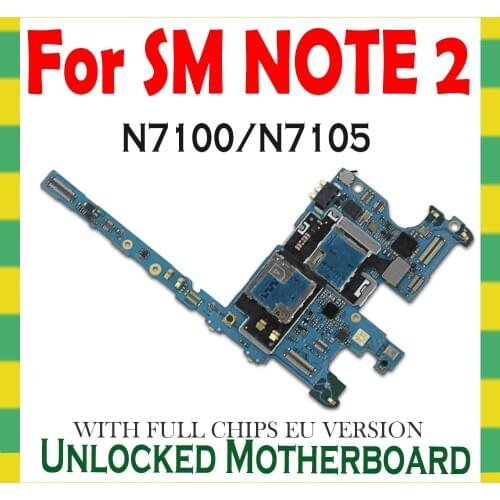 16GB Europe Version Unlocked & 100% Original Main Board For Samsung Galaxy Note 2 N7105 / N7100 Motherboard with Chips
