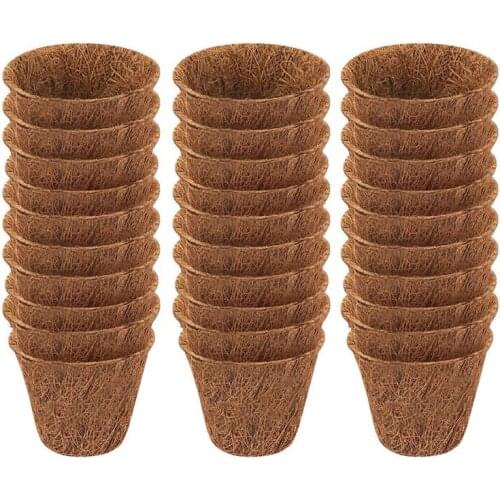 30PCS/set Coconut Seed Starter Pots Seed Germination Biodegradable Nursery Pots for Home Gardening Supplies #20