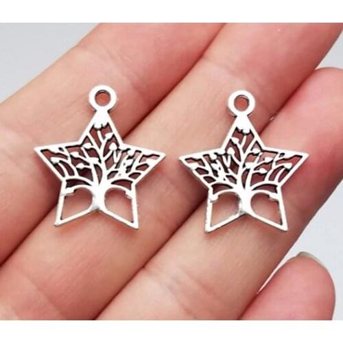 40pcs/lot--21x23mm,tree cham, Antique silver plated Tree With Star charms,DIY supplies, Jewelry accessories