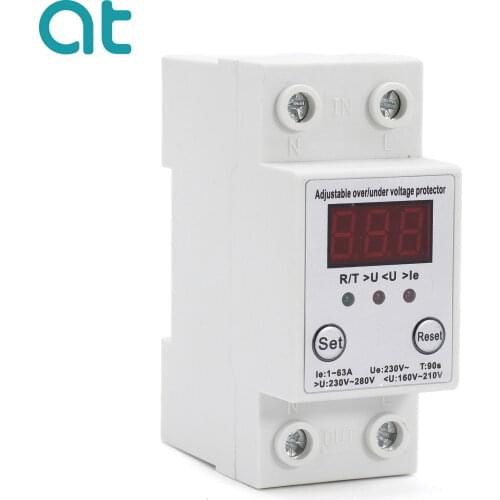 63A 230V Din Rail Adjustable Recovery Reconnect Over and Under Voltage Protective Device Protector Relay Protection