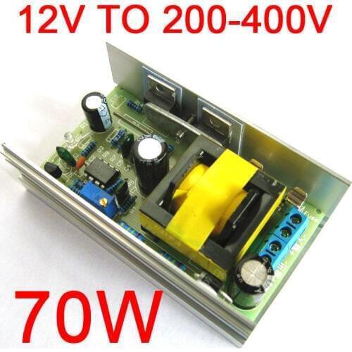 70W DC 12V 24V to 200-450V Adjustable High Voltage Boost Converter Step Up Converter FOR Glow tube capacitor charging