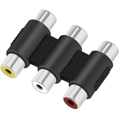 3 RCA AV Connector Adapter Audio Video Connector 3RCA Female To Female Adapter Socket Extension Converter Multi-Functional Tools