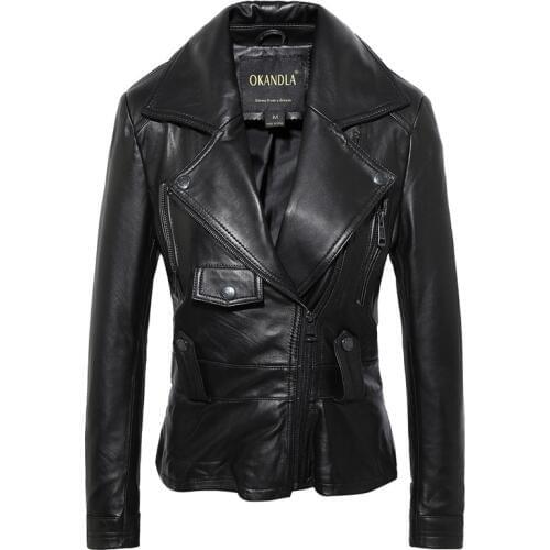 Free shipping,Brand sweet style Genuine leather casual jacket.plus size soft sheepskin coat,sales.lady fashion leather clothes