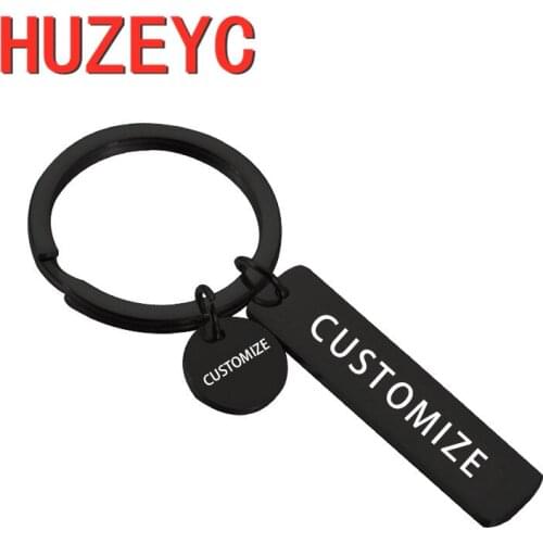 5pcs/lot Custom Phone Number Logo Name Keychain Women Men Car Key Ring Laser Engraveing Key Chain Stainless Steel Letter Jewelry