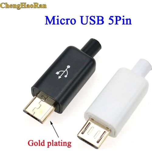 ChengHaoRan 2Set Micro USB 5Pin Male connector plug kit welding Data OTG line interface DIY data cable accessories Type B