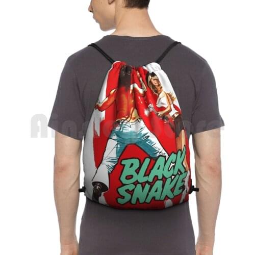 Black Snake Backpack Drawstring Bag Riding Climbing Gym Bag Black Snake Vintage Movie Cinema Vintage Vintage Movies Retro