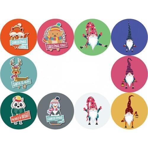 9 Styles Delicate Patterns Merry Christmas Santa Claus Elk Sleigh Snowman Sticker Xmas Greeting Cards Decor Packaging Seal Label