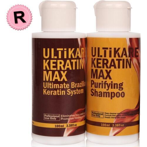For Resistant Hair 12% 100ML Brazilian Keratin Hair Treatment 100ML Purifying Shampoo Straightening Smooth Hair Free Shipping