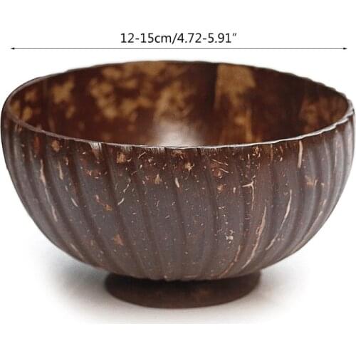 Natural Coconut Bowl Eco-friendly Soup Salad Noodle Rice Bowl Wooden Fruit Container Handicraft Kitchenware