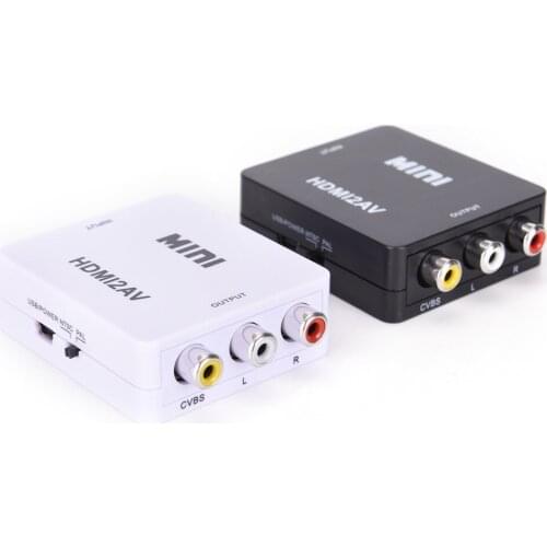 HDMI-compatible TO AV Scaler Adapter HD Video Composite Converter Box RCA AV/CVSB L/R Video 1080P Mini HDMI2AV Support NTSC PAL