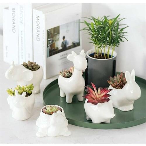 Ceramic Flower Pot Animals Shape Flowerpot For Home Office Garden Desktop Decor Indoor Succulent Pots Vase
