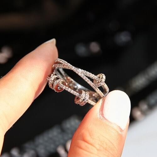 Luxury Female Round Cross Finger Ring 100% Real 925 Sterling Silver Engagement Ring Vintage Wedding Rings For Women